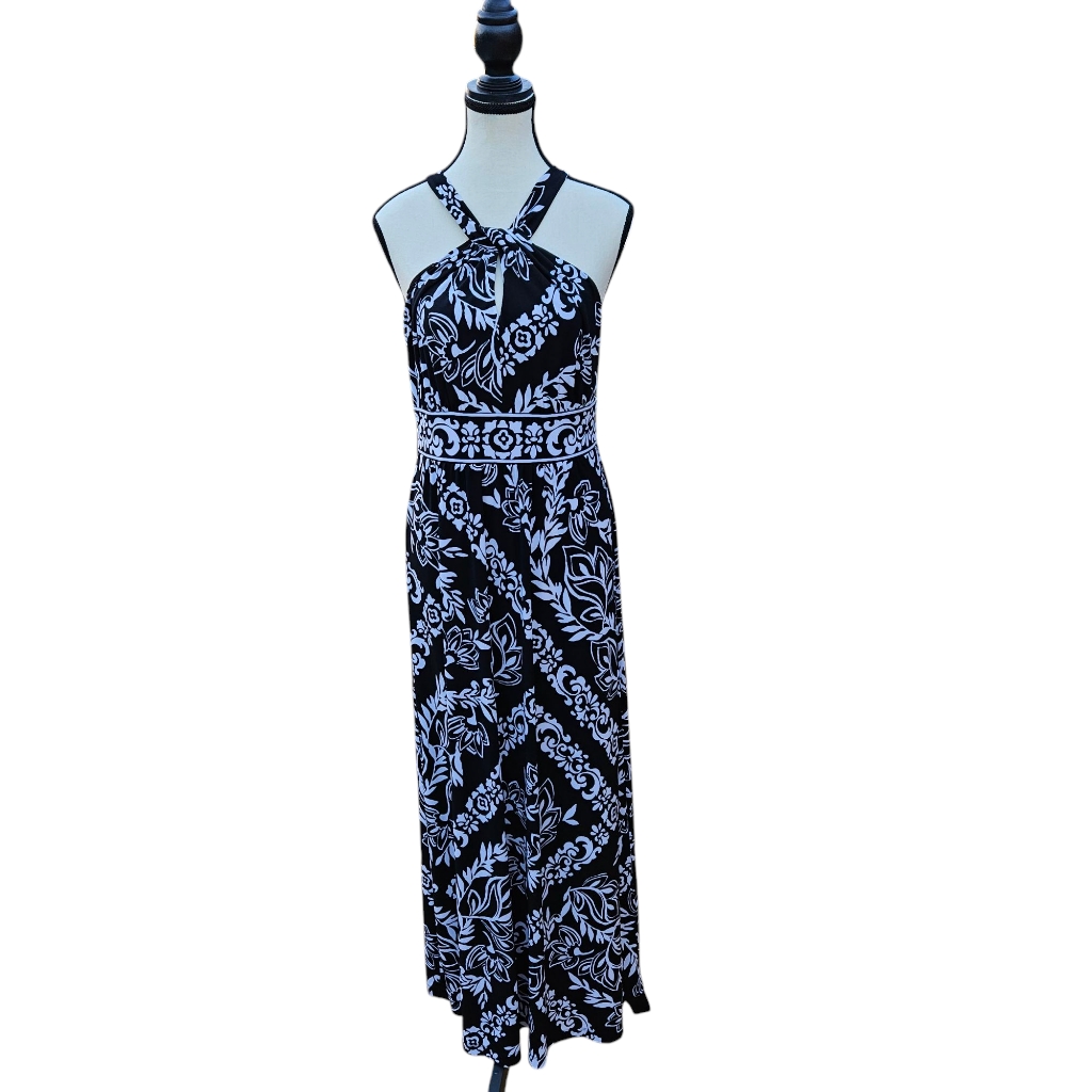 Halter Floral Black And White Maxi Dress Size Small